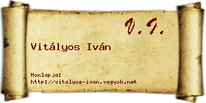 Vitályos Iván névjegykártya